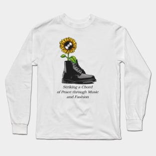 Sunflower combined with vinyl record and shoes as pots Long Sleeve T-Shirt